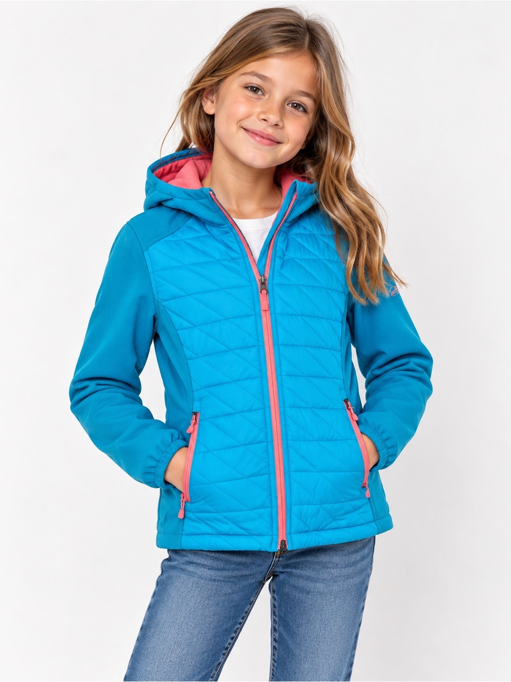 Girls Turquoise & Pink Hooded Jacket – Size 10 – NWT